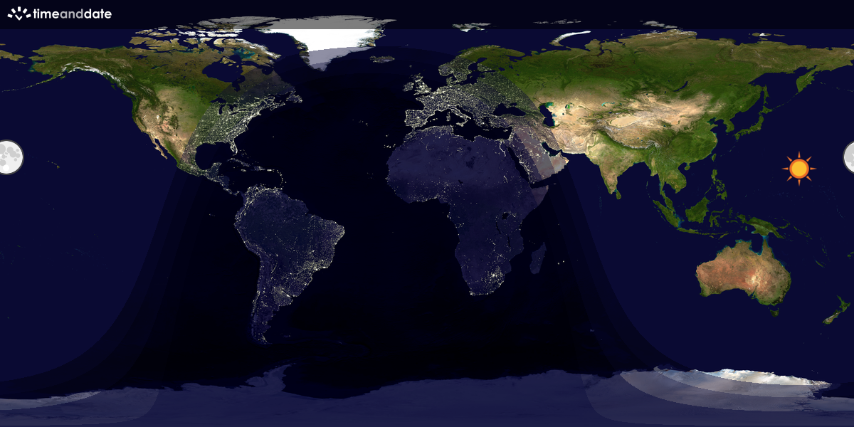 Verdenskart som viser dag og natt 