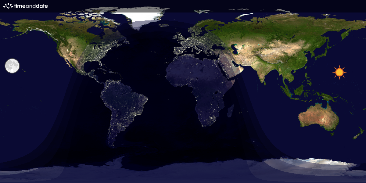 Verdenskart som viser dag og natt 