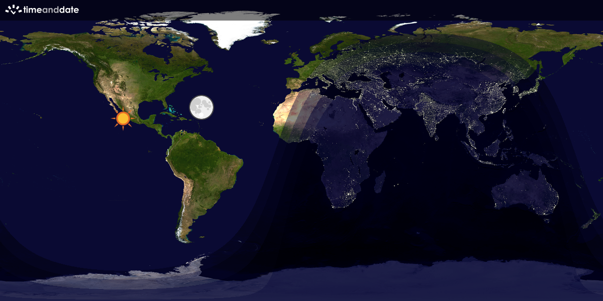 Verdenskart som viser dag og natt 