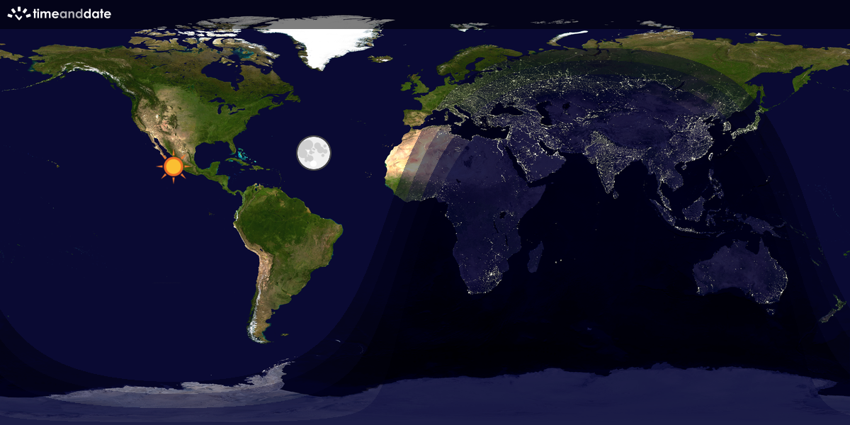 Verdenskart som viser dag og natt 