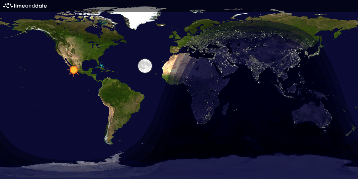 Verdenskart som viser dag og natt 