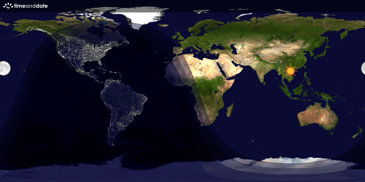 Verdenskart som viser dag og natt 