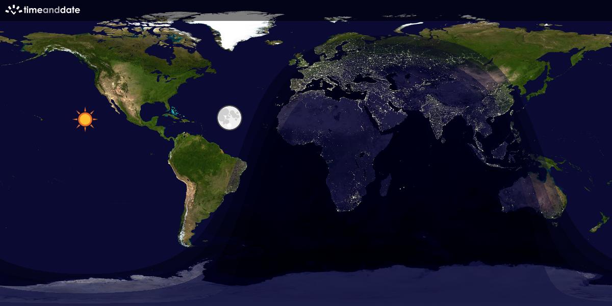 Verdenskart som viser dag og natt 