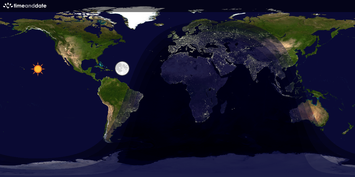 Verdenskart som viser dag og natt 