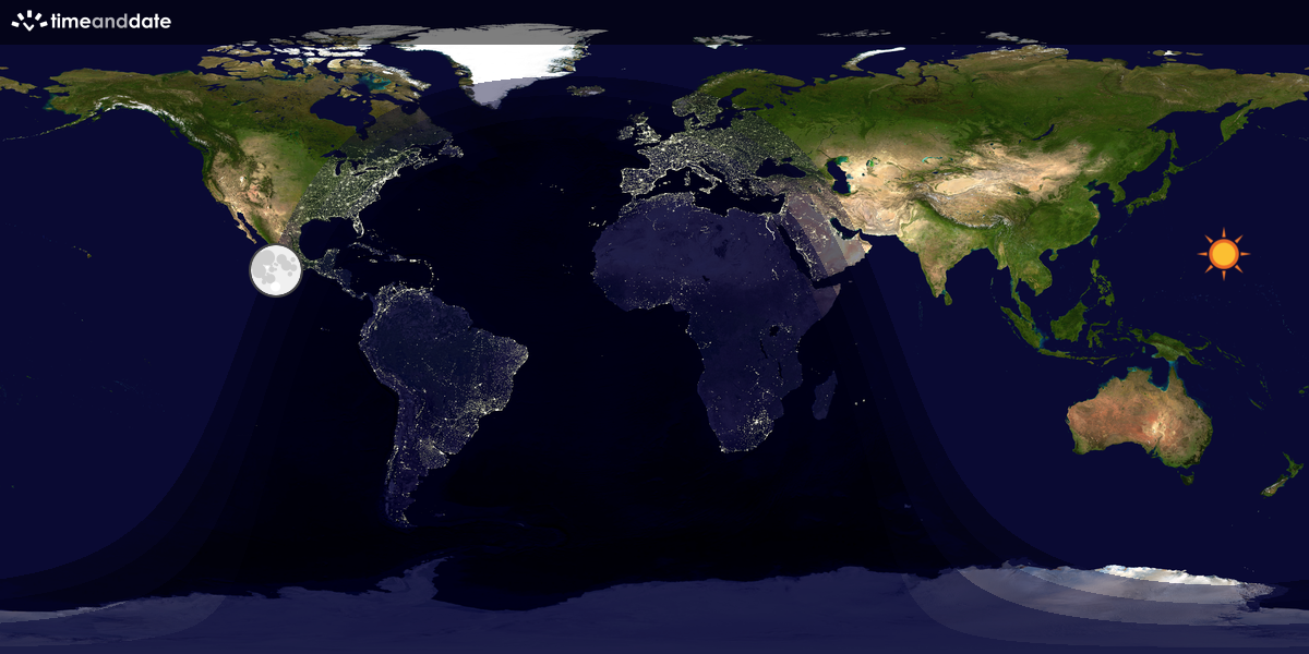 Verdenskart som viser dag og natt 