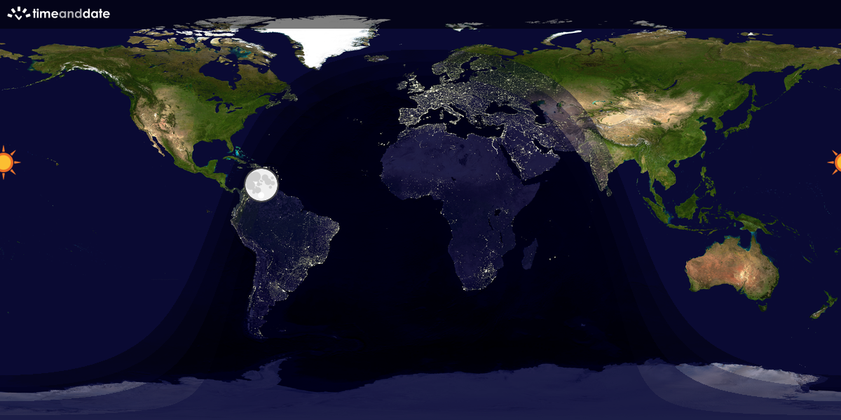 Verdenskart som viser dag og natt 