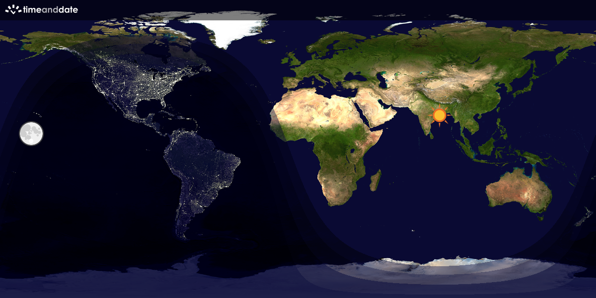 Verdenskart som viser dag og natt 