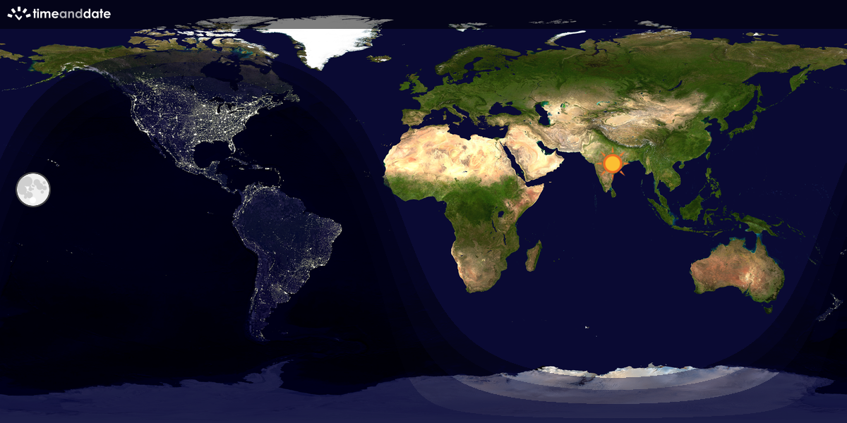Verdenskart som viser dag og natt 