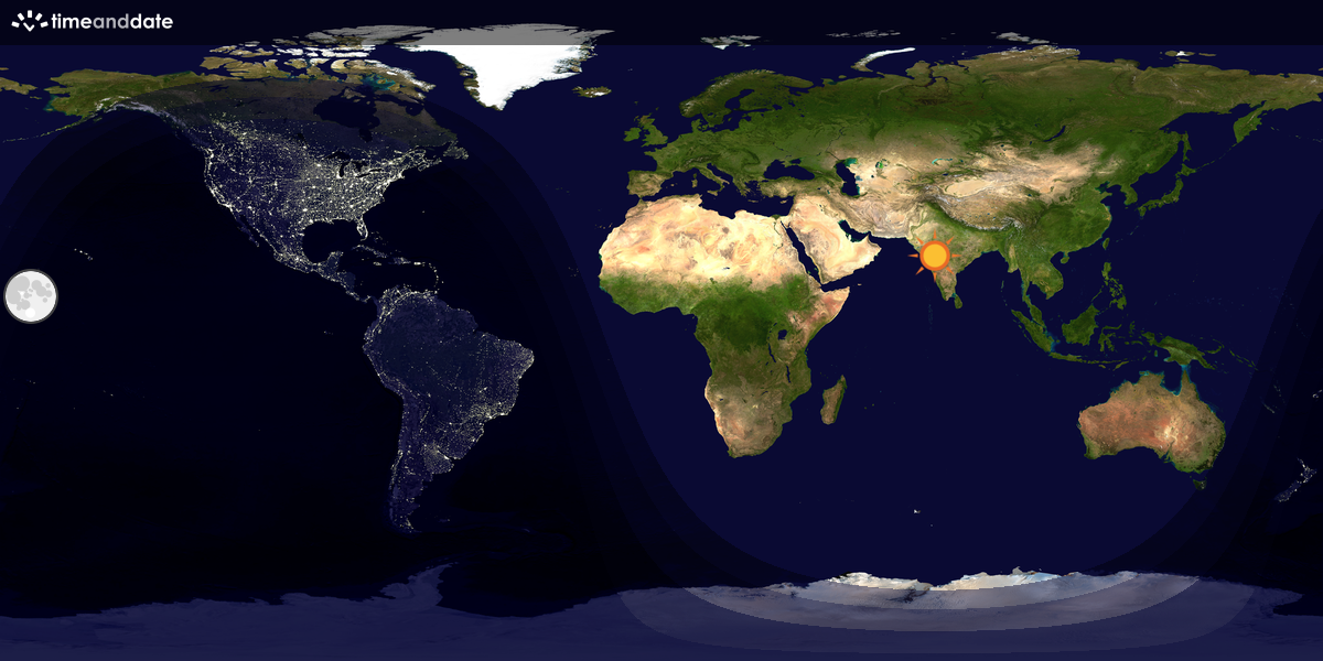 Verdenskart som viser dag og natt 