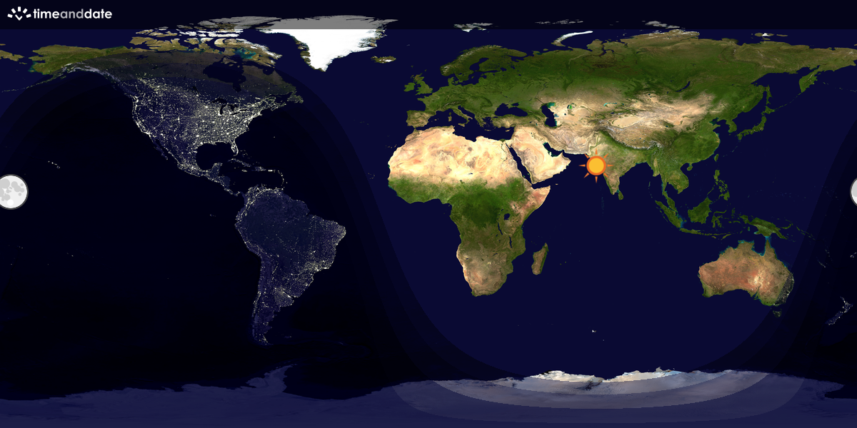 Verdenskart som viser dag og natt 