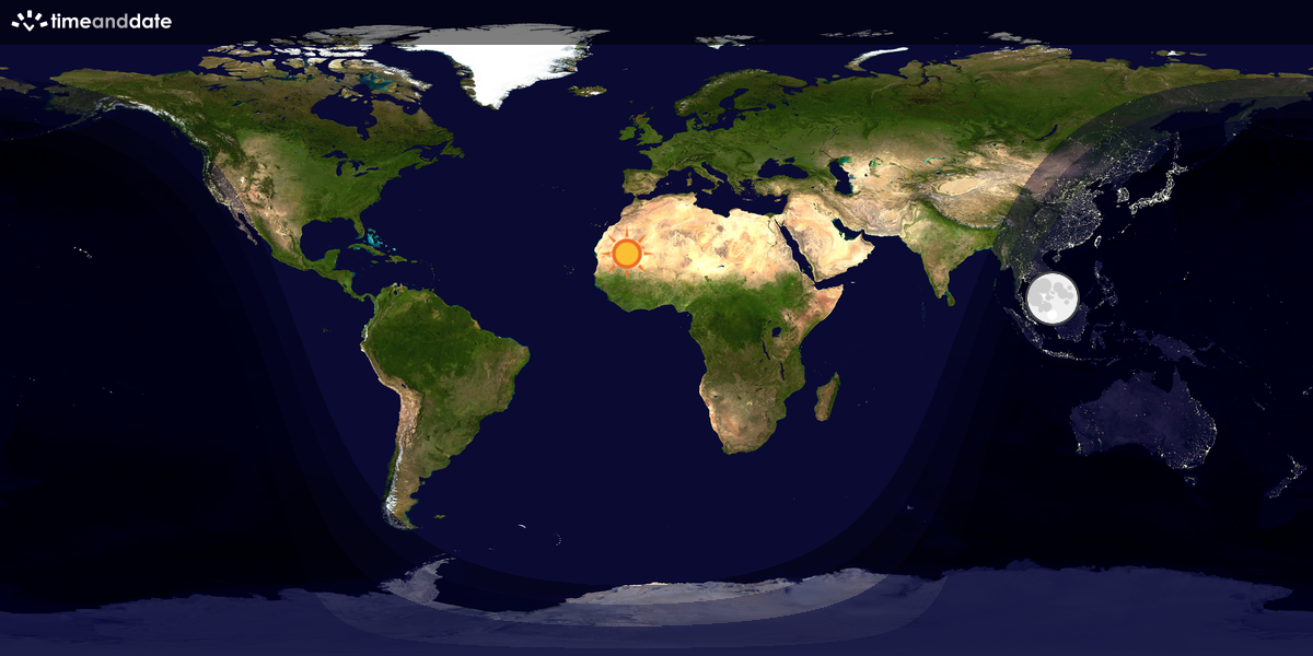Verdenskart som viser dag og natt 