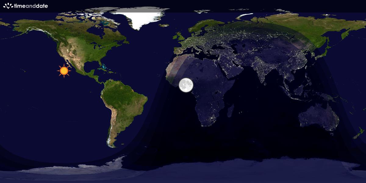 Verdenskart som viser dag og natt 
