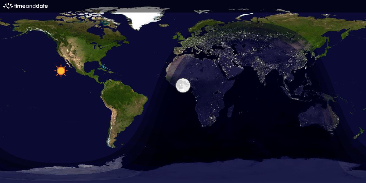Verdenskart som viser dag og natt 
