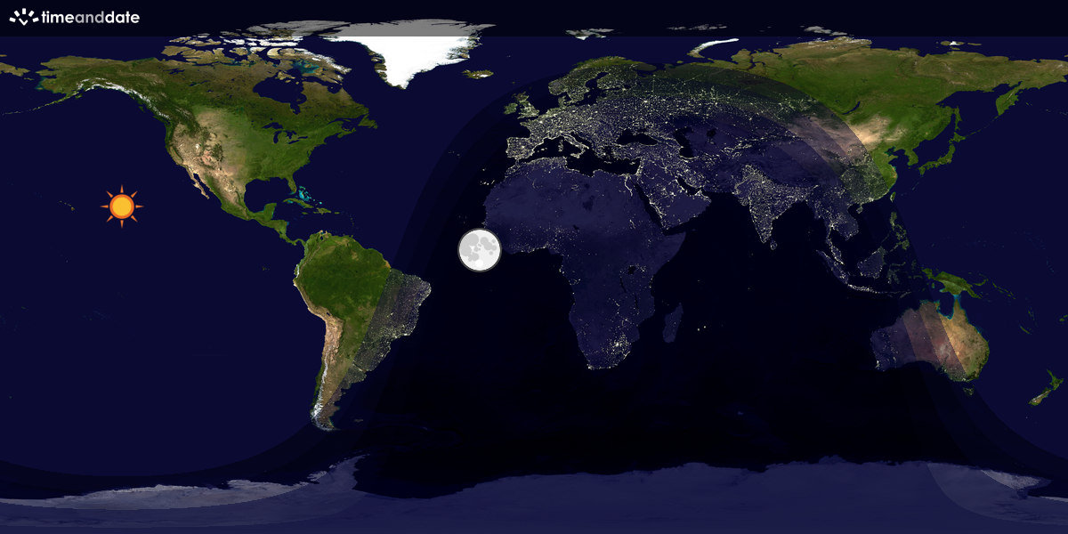 Verdenskart som viser dag og natt 