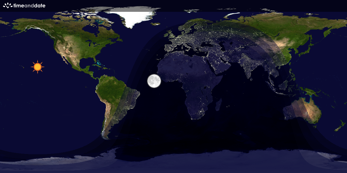 Verdenskart som viser dag og natt 