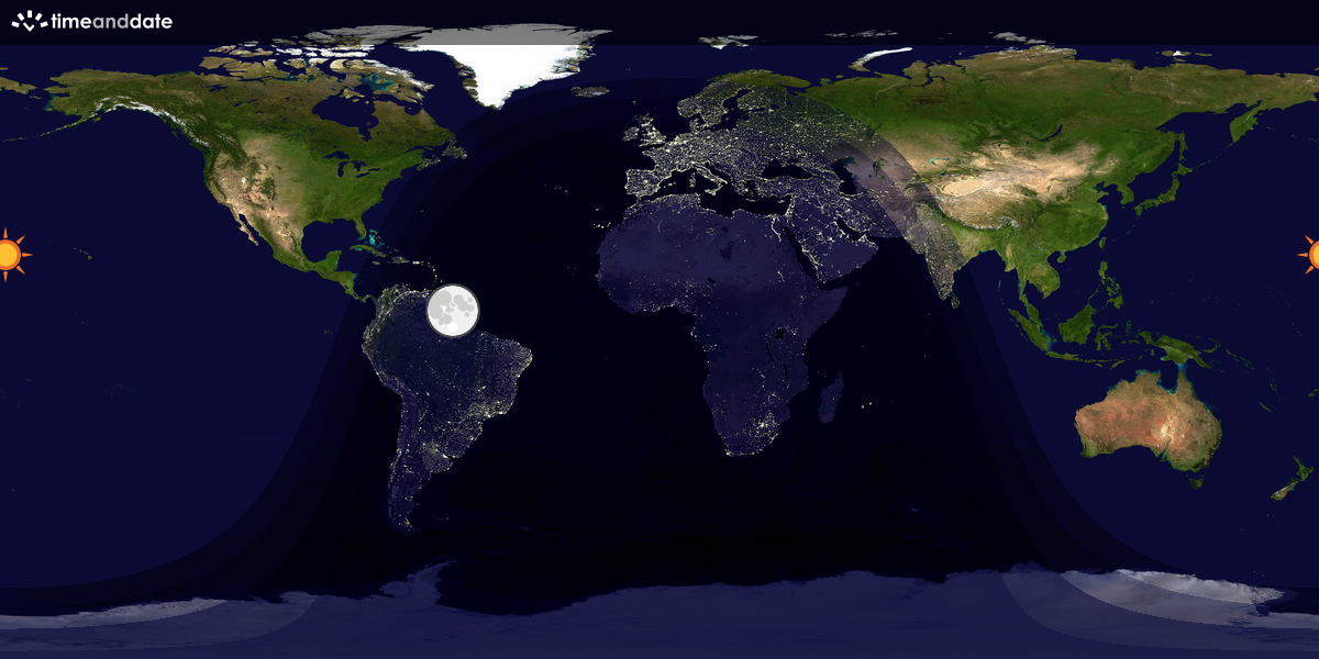 Verdenskart som viser dag og natt 