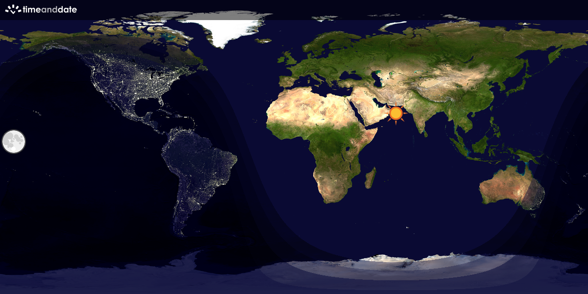 Verdenskart som viser dag og natt 