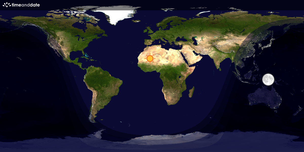 Verdenskart som viser dag og natt 