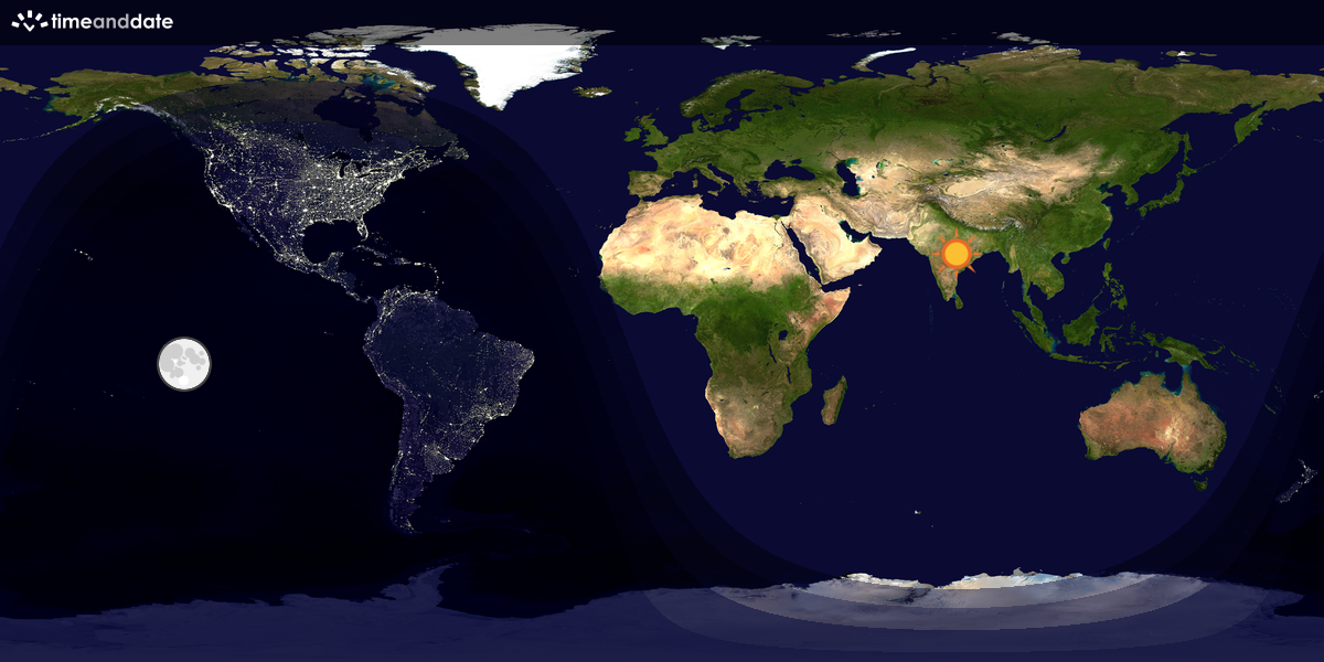Verdenskart som viser dag og natt 