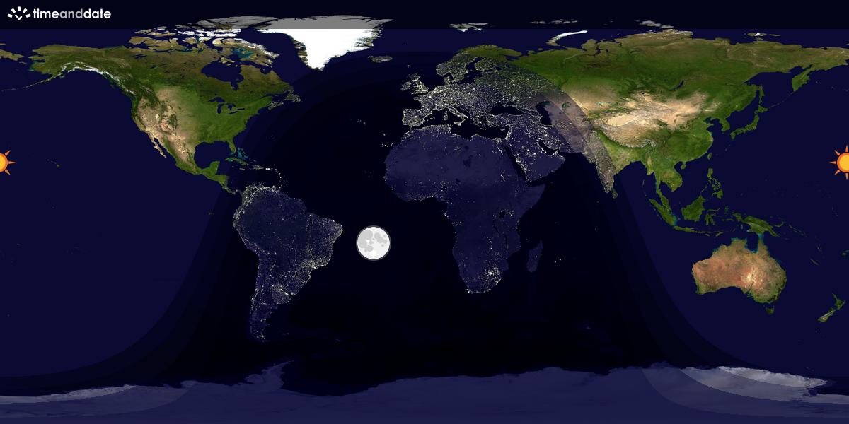 Verdenskart som viser dag og natt 