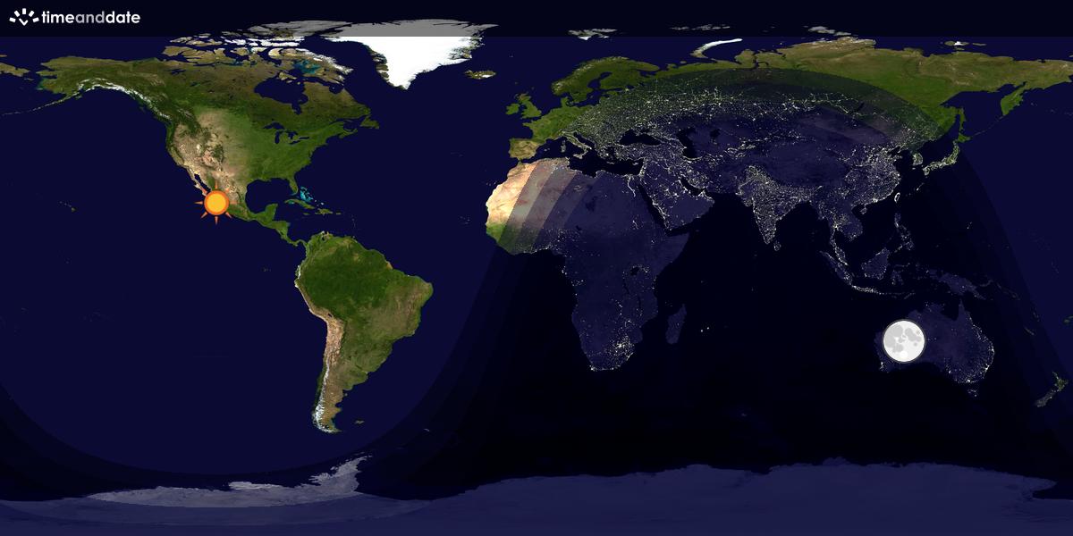 Verdenskart som viser dag og natt 