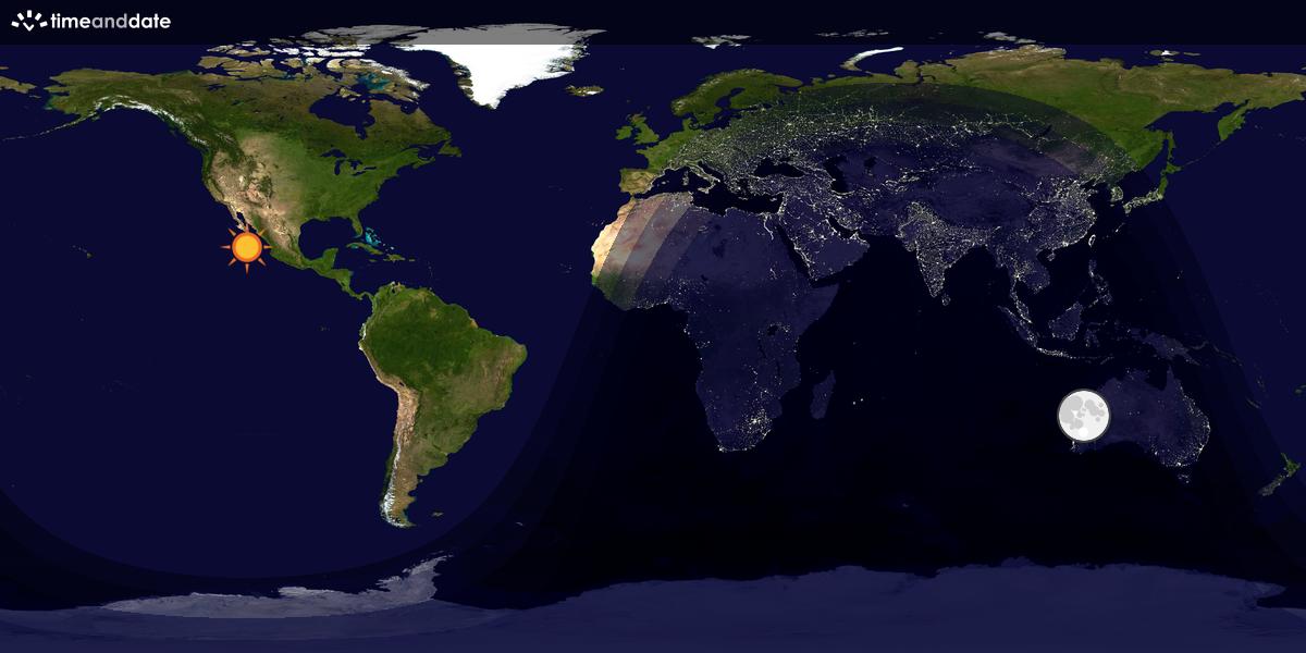 Verdenskart som viser dag og natt 