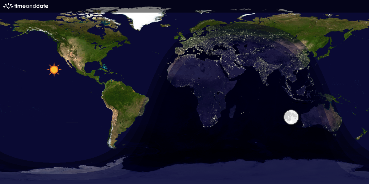 Verdenskart som viser dag og natt 
