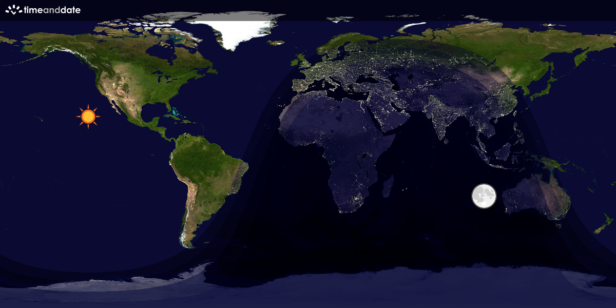 Verdenskart som viser dag og natt 