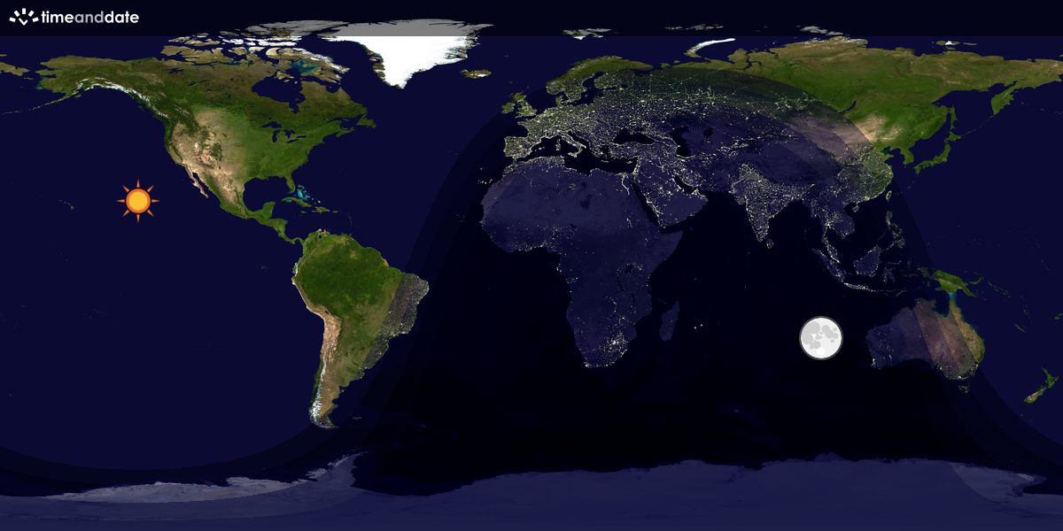 Verdenskart som viser dag og natt 