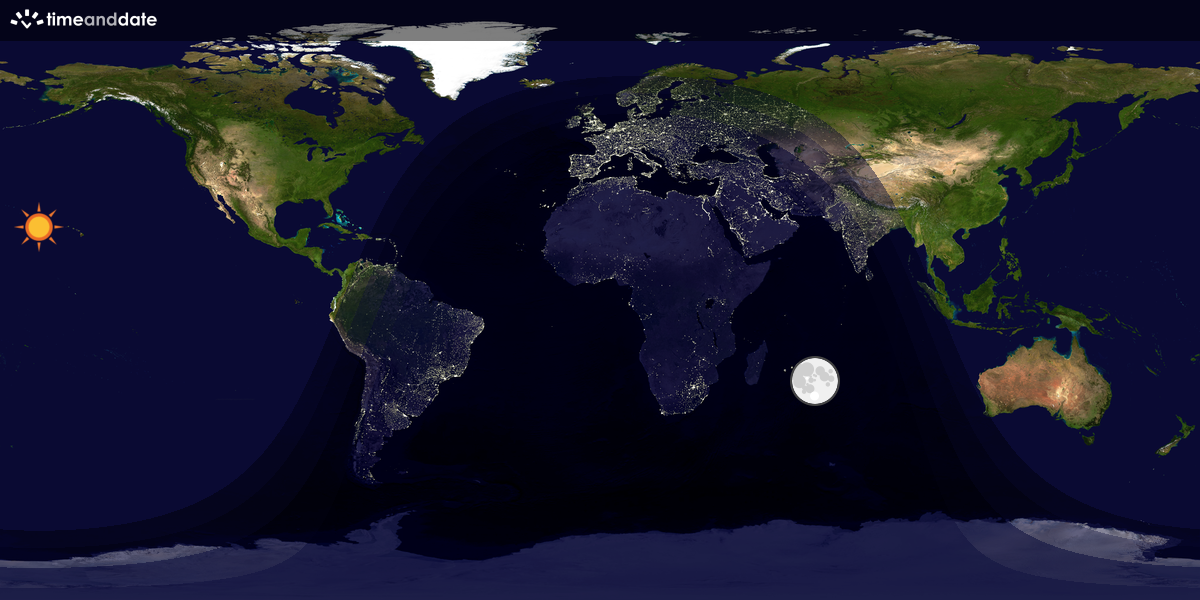 Verdenskart som viser dag og natt 
