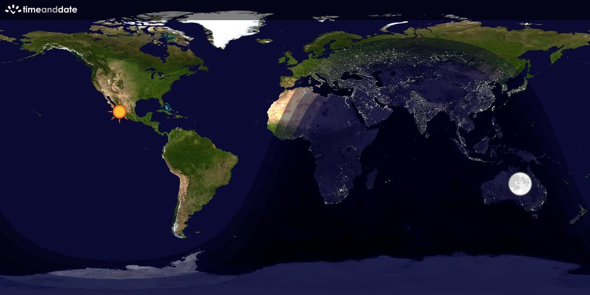 Verdenskart som viser dag og natt 
