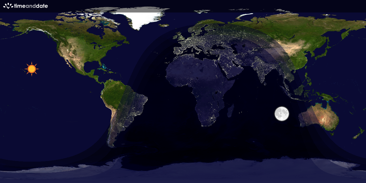 Verdenskart som viser dag og natt 