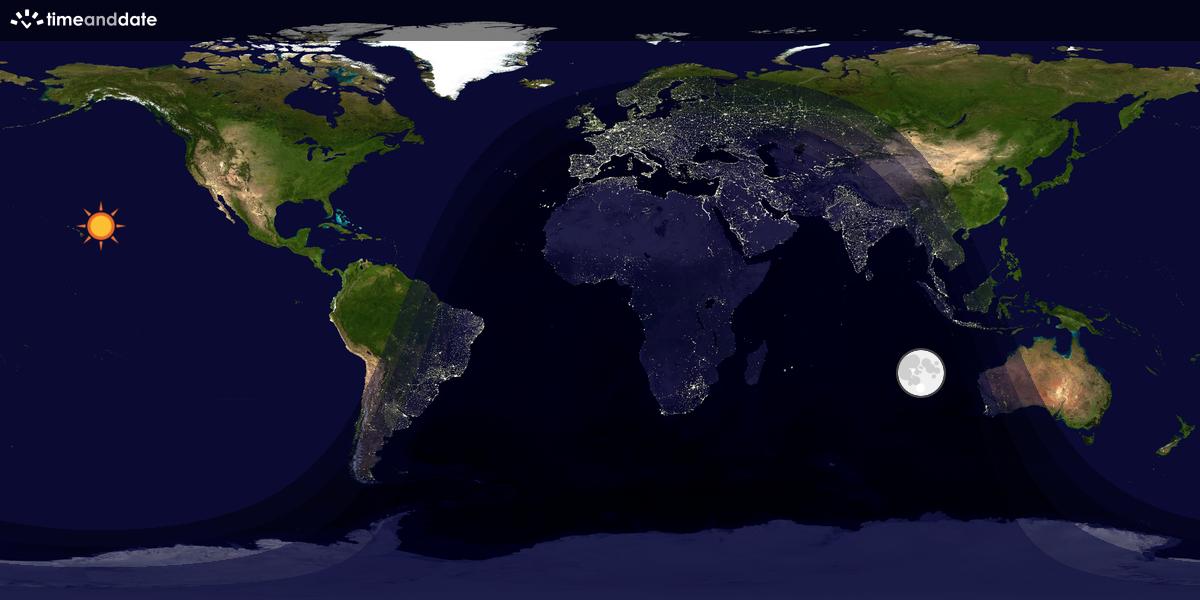 Verdenskart som viser dag og natt 
