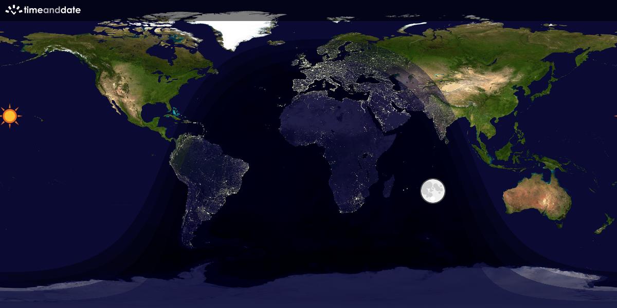Verdenskart som viser dag og natt 
