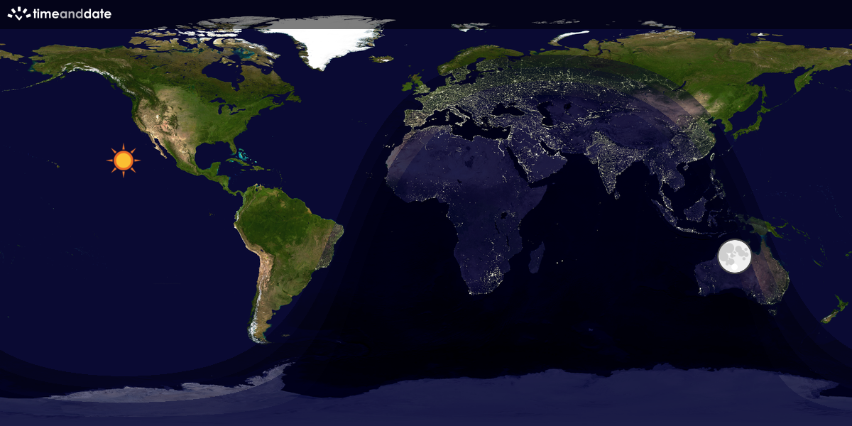 Verdenskart som viser dag og natt 