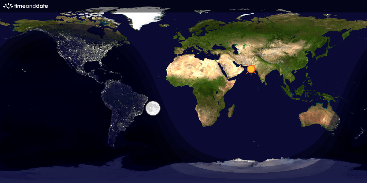 Verdenskart som viser dag og natt 