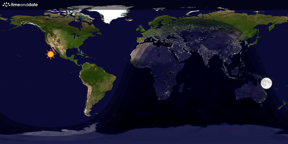 Verdenskart som viser dag og natt 