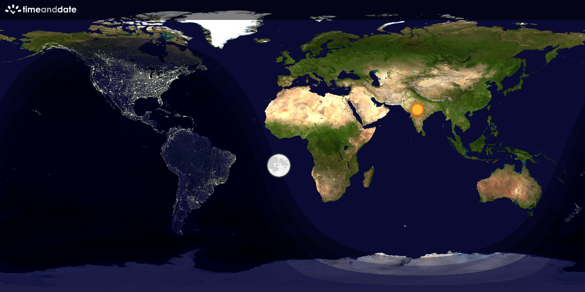 Verdenskart som viser dag og natt 