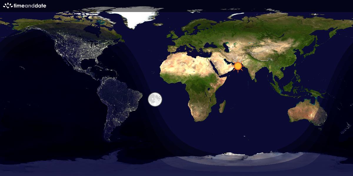 Verdenskart som viser dag og natt 
