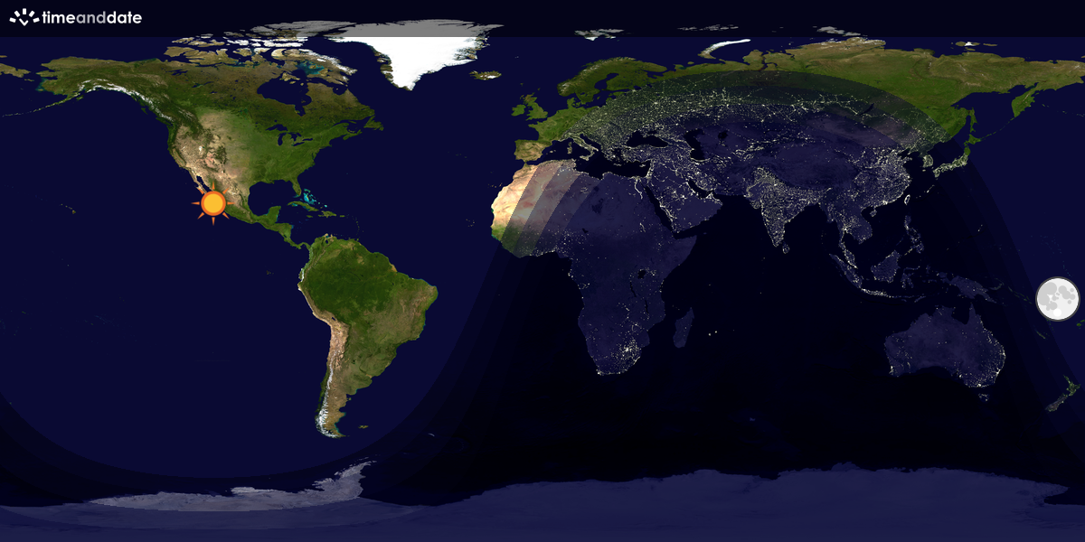 Verdenskart som viser dag og natt 