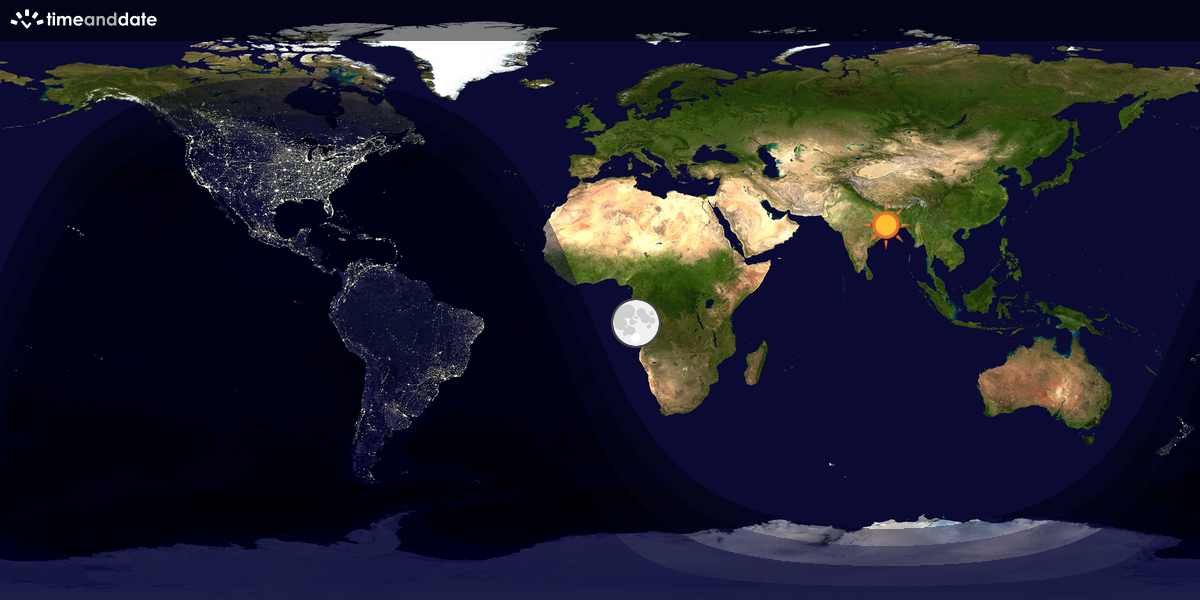 Verdenskart som viser dag og natt 