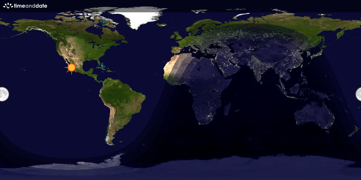 Verdenskart som viser dag og natt 