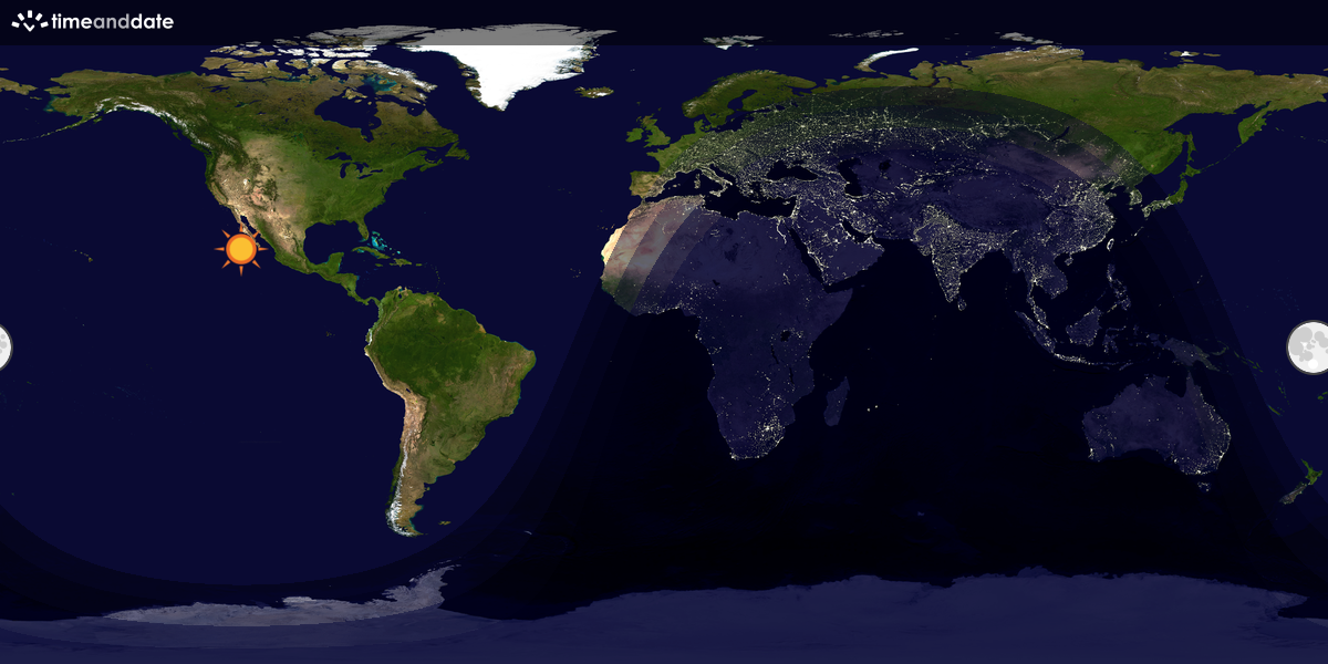 Verdenskart som viser dag og natt 
