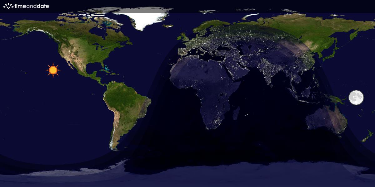 Verdenskart som viser dag og natt 