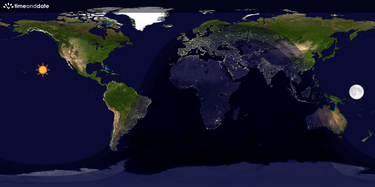 Verdenskart som viser dag og natt 