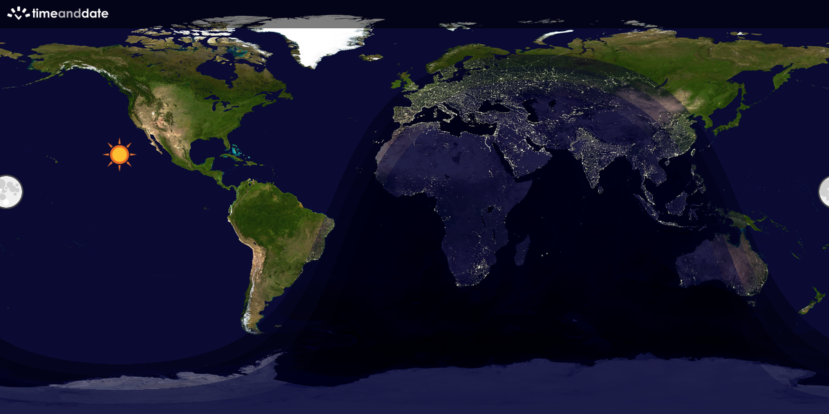 Verdenskart som viser dag og natt 