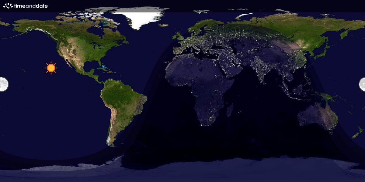 Verdenskart som viser dag og natt 