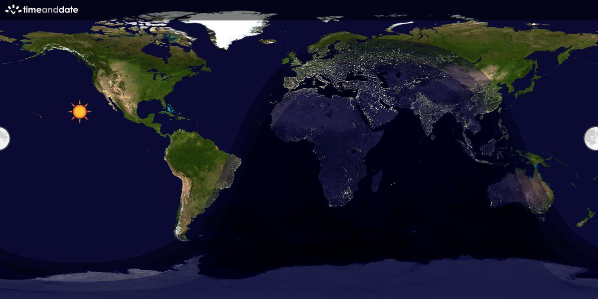 Verdenskart som viser dag og natt 