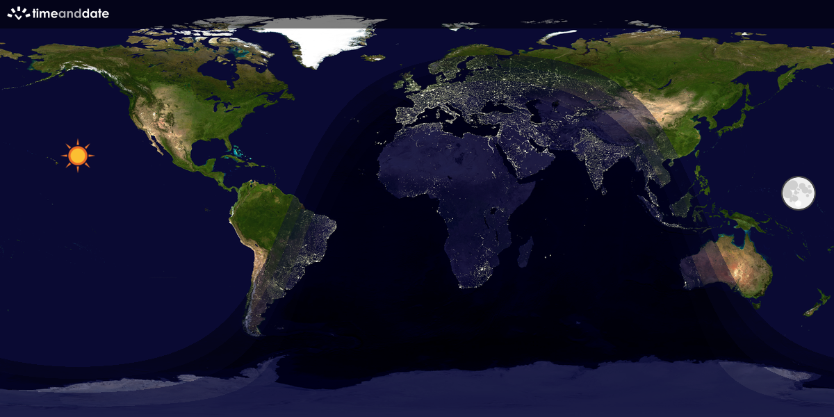Verdenskart som viser dag og natt 