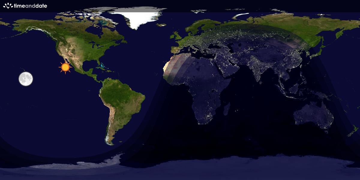 Verdenskart som viser dag og natt 